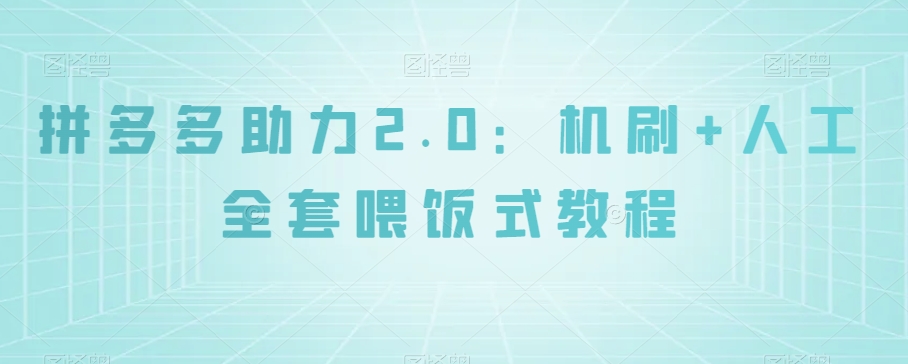 拼多多助力2.0：机刷+人工全套喂饭式教程