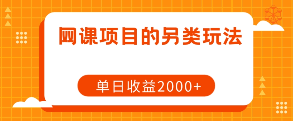 网课项目的另类玩法，单日收益2000+