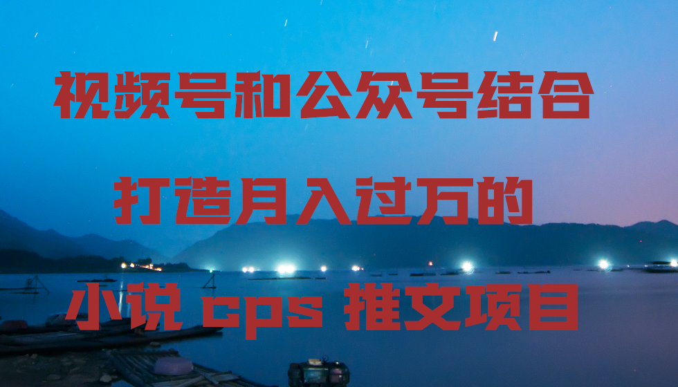 视频号和公众号结合，打造月入过万的小说cps推文项目