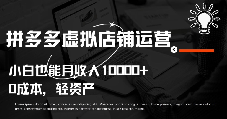 拼多多虚拟店铺运营，小白也能月收入10000+