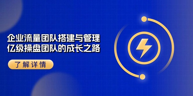 企业流量团队-搭建与管理，亿级 操盘团队的成长之路（28节课）