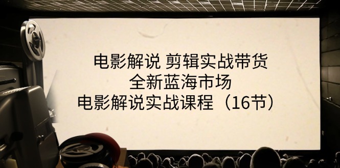 电影解说剪辑实战带货，全新蓝海市场，电影解说实战课程（16节）