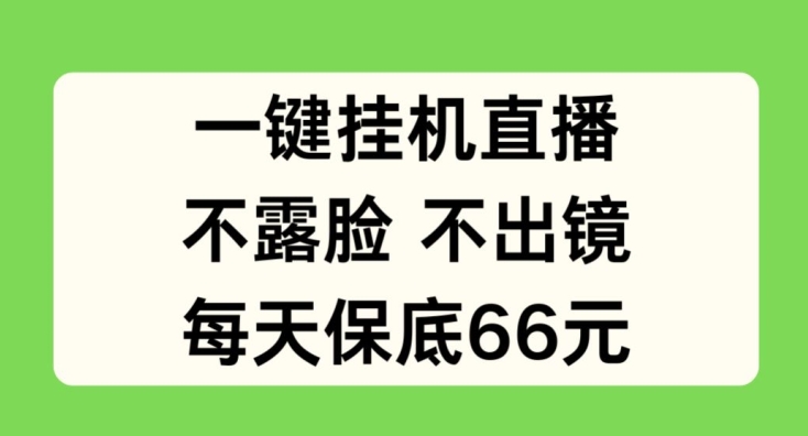 一键挂机直播，不露脸不出境，每天保底66元