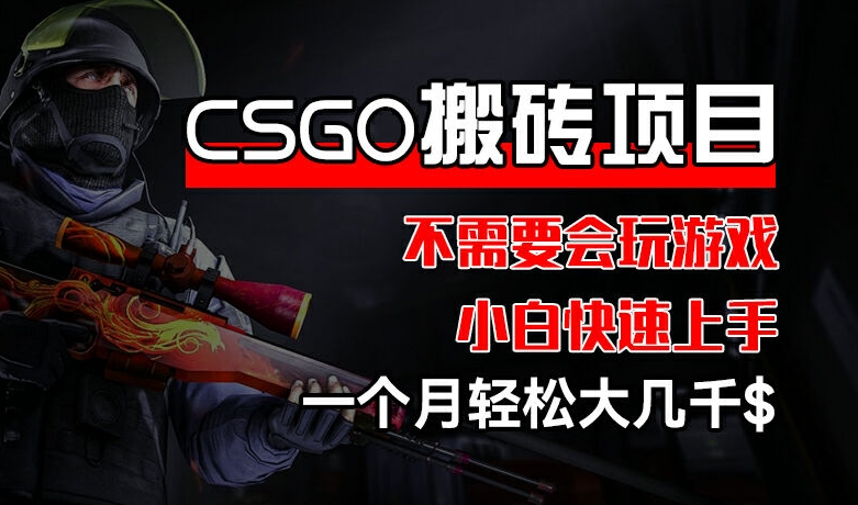 CSGO装备搬砖项目，操作简单，不需要会玩游戏，小白也能快速上手，一个月轻松大几千