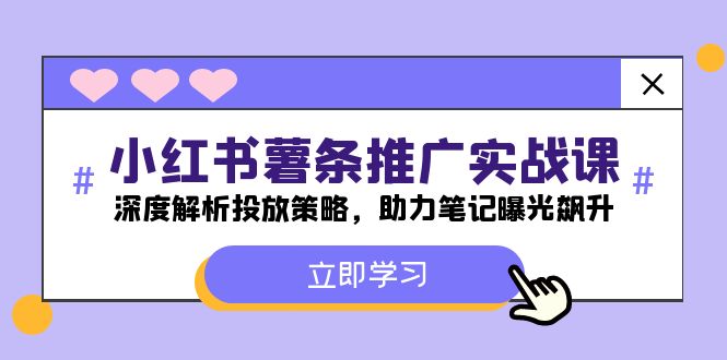 小红书薯条推广实战课：深度解析投放策略，助力笔记曝光飙升