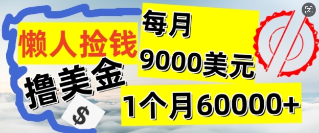 懒人捡钱撸美金项目，月收益9k+美金，简单无脑，干就完了