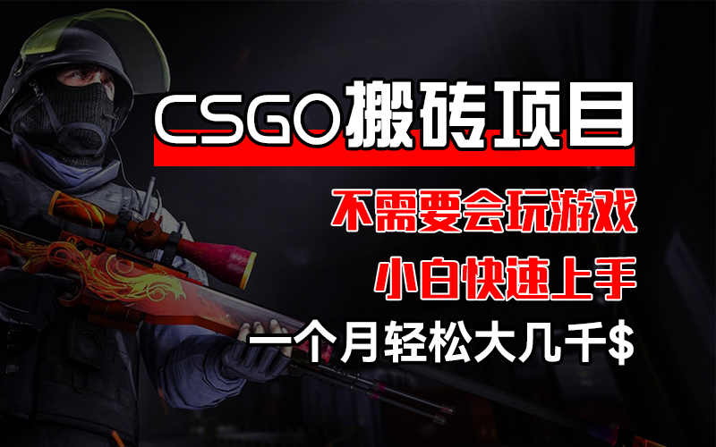 CSGO装备搬砖项目，操作简单，不需要会玩游戏，小白也能快速上手，一个月轻松大几千美元