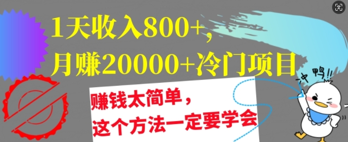 1天收入8张，月赚2w+冷门项目，赚钱太简单，这个方法一定要学会