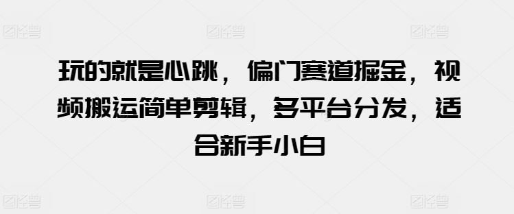 玩的就是心跳，偏门赛道掘金，视频搬运简单剪辑，多平台分发，适合新手小白【揭秘】中创网-冒泡网赚-福缘创业网网赚学社网络赚钱发发发