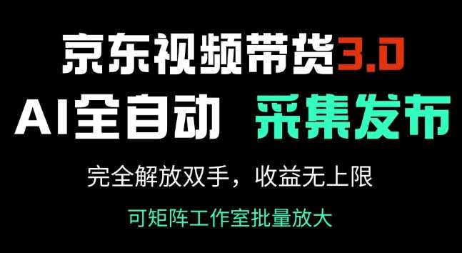 京东视频带货3.0，Ai全自动采集+自动发布，完全解放双手，收入无上限中创网-冒泡网赚-福缘创业网网赚学社网络赚钱发发发